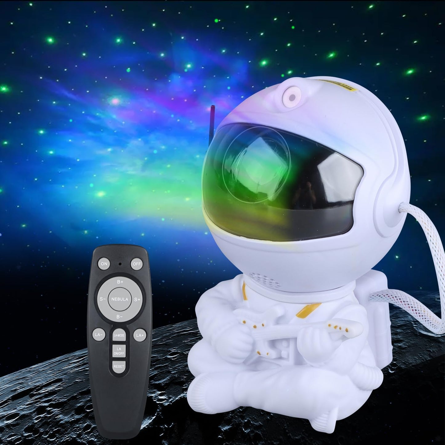 Astronaut Star Projector, Star Projector Galaxy Light for Kids，8 Modes Remote and 270° Adjustable Led Lights for Bedroom, Girls Room Decoration, Home Theater, Ceiling, Timer (White Guitar)