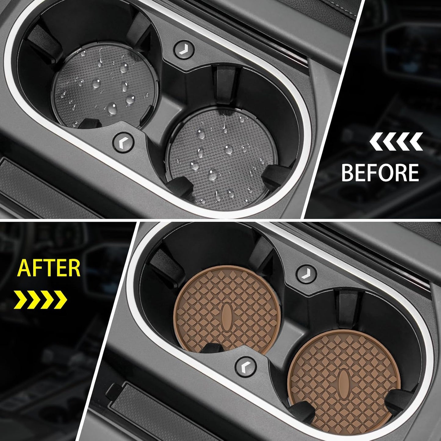 Car Cup Coasters [4 Pack] Silicone Car Coasters/Cup Mats, Non-Slip Recessed Car Interior Accessories Coffee