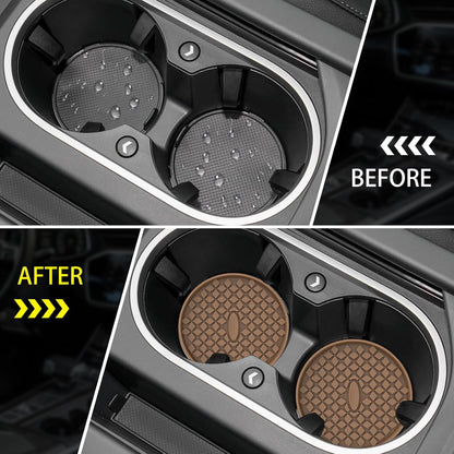 Car Cup Coasters [4 Pack] Silicone Car Coasters/Cup Mats, Non-Slip Recessed Car Interior Accessories Coffee