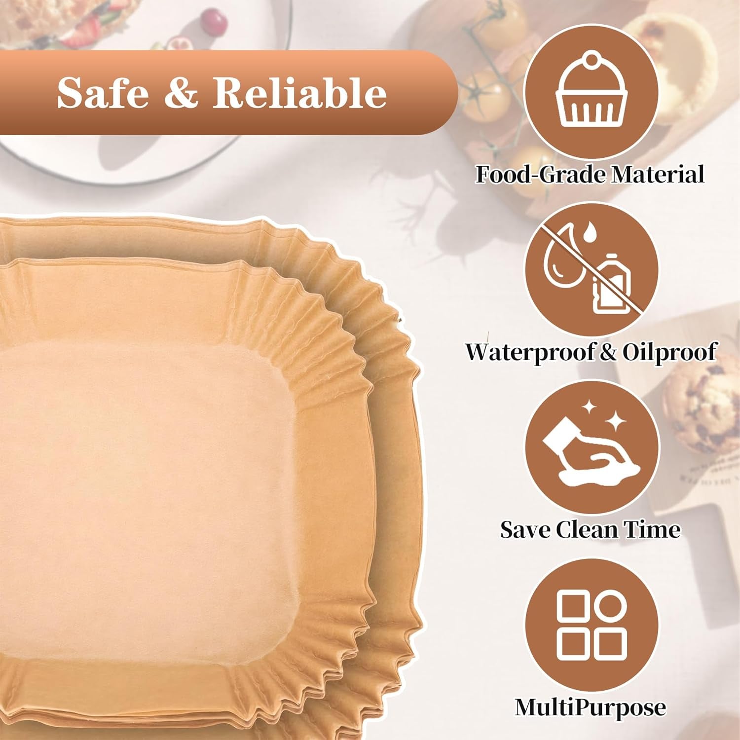 Air Fryer Liners Disposable for Ninja Crispi, 260 PCS Parchment Paper for Ninja Crispi 4-In-1 Portable Glass Air Fryer Cooking System, Non-Stick Airfryer Parchment Paper Liners for Ninja Crispy ﻿