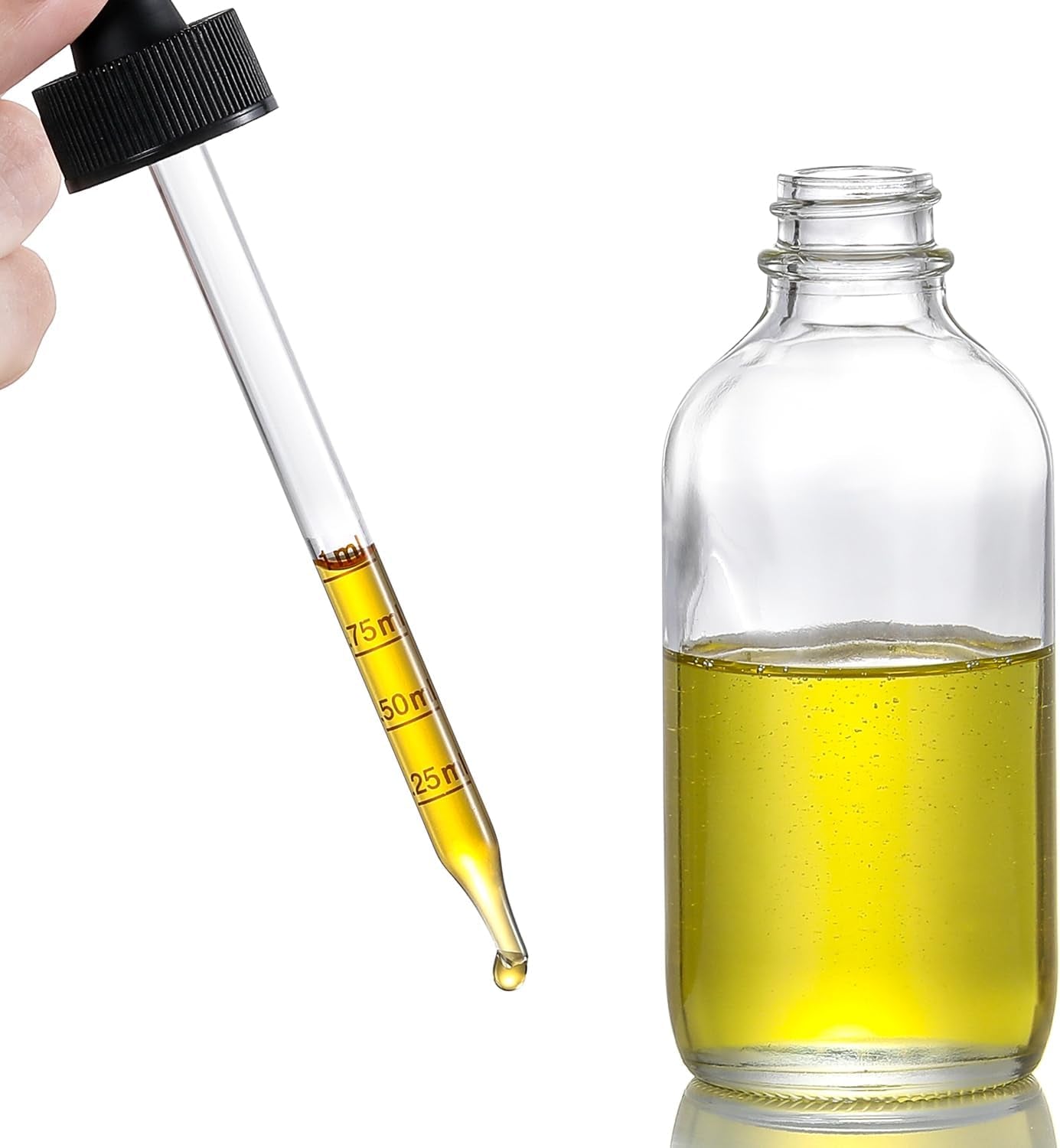 4 Pack 4Oz Glass Dropper Bottles with Measured Dropper - 120Ml Clear Tincture Bottles with Calibrated Glass Eye Droppers (1Ml), Leakproof Essential Oil Bottle for Health, Personal Care & Beauty