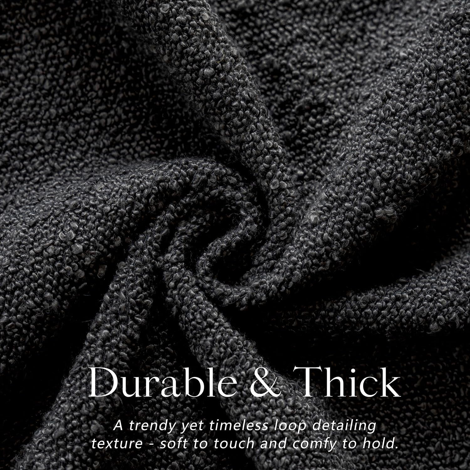 Decorative Textured Boucle Throw Pillow Covers Accent Solid Lumbar Pillow Cases Neutral Soft Cozy Couch Cushion Case for Chair Sofa Bedroom Living Room Home Decor 12 X 20 Inch,Black