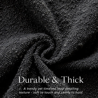 Decorative Textured Boucle Throw Pillow Covers Accent Solid Lumbar Pillow Cases Neutral Soft Cozy Couch Cushion Case for Chair Sofa Bedroom Living Room Home Decor 12 X 20 Inch,Black