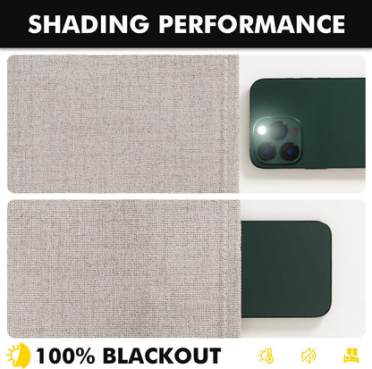 Luxury Ivory Blackout Linen Curtains for Bedroom and Living Room, Thermal Insulation Room Darkening Drapes, 42 x 84 Inches, Set of 2 Panels with Back Tab Rod Pocket Design