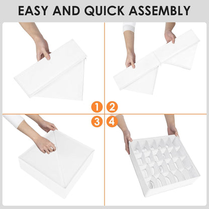 Drawer Organizer Clothes, 16 Pack Dresser Organizer Bins for Baby Clothes, Underwear Sock, Fabric Closet Organization and Storage Dividers for Nursery Bedroom (96 Compartments, White)