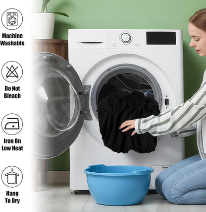 2 Packs round Spandex Tablecloths, Stretch Elastic Tablecloth Cover Fitted for 18"-24" round Tables, Waterproof Polyester Washable Table Cloth for Dining, Party, Outdoor and Indoor, Black