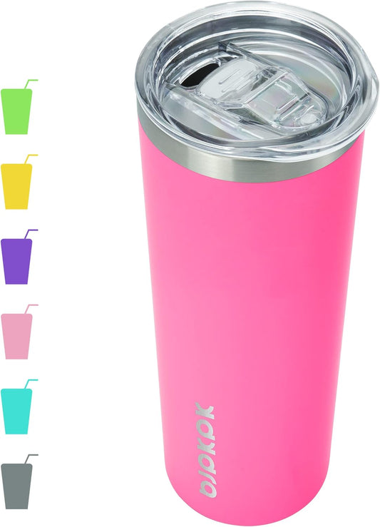 20 Oz Skinny Tumbler with Lid Slim Insulated Travel Coffee Cup Stainless Steel Thermal Mug,Pink