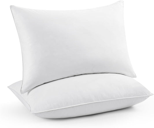 ® Natural down Feather Pillows, King Bed Pillows for Sleeping Set of 2, Grand Hotel Pillows with Cotton Fabric Cover (Pack of 2)