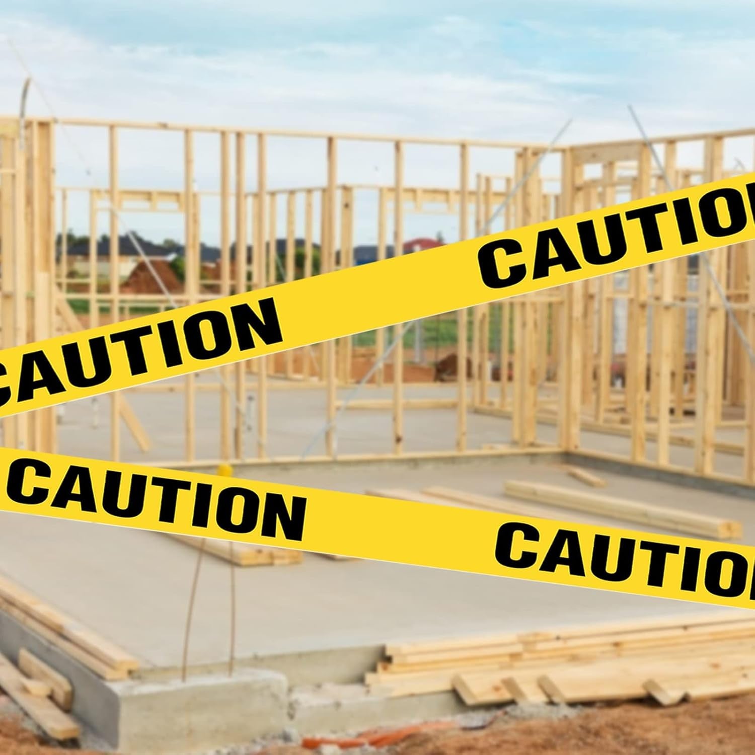 Halloween Decorations Caution Tape 2 Pack, 3" X1000Ft Safty Tape Yellow Caution Tape Roll, Construction Tape for Danger/Hazard Areas/Crime Scene Halloween Party Decorations