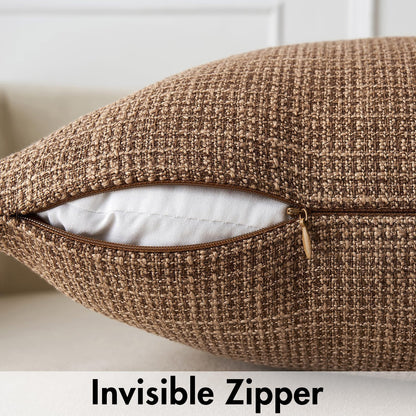 Burlap Linen Throw Pillow Covers 18X18 Inch Set of 2 Brown Decorative Pillows Modern Farmhouse Pillowcases Soft Accent Cushion Covers for Outdoor Couch Sofa Bedroom Livingroom Home Decor