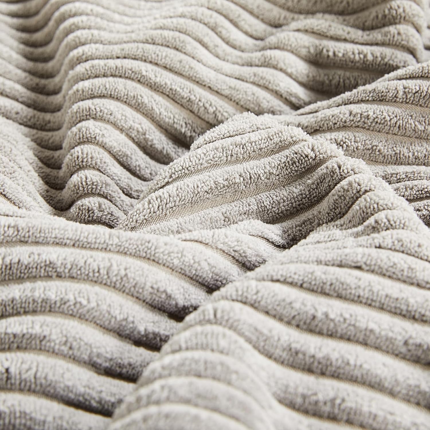 Set of 4 Neutral Grey Decorative Throw Pillow Covers 18X18 Inch for Couch Bed Sofa Bedroom, Modern Organic Boho Farmhouse Home Decor, Soft Fluffy Textured Corduroy Cushion Case 45X45 Cm