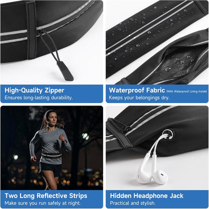 2 Pack Running Belt for Women Men, Running Essentials, Phone Holder for Running, Slim Waist Belt, Money Belt, Waterproof Fanny Pack, Running Accessories, Gym Belt, Belt Bag