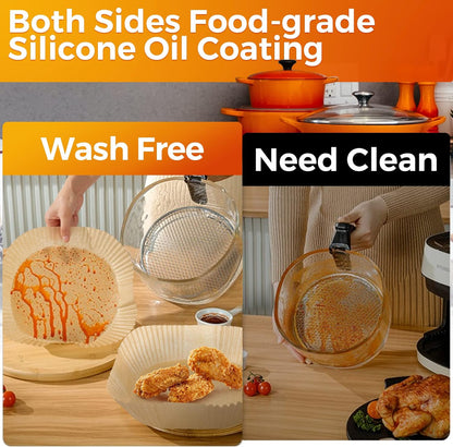 Air Fryer Paper Liners: 100Pcs Parchment Paper, 8" Air Fryer Liner Disposable for Microwave, Non-Stick Square Air Fryer Basket Liner