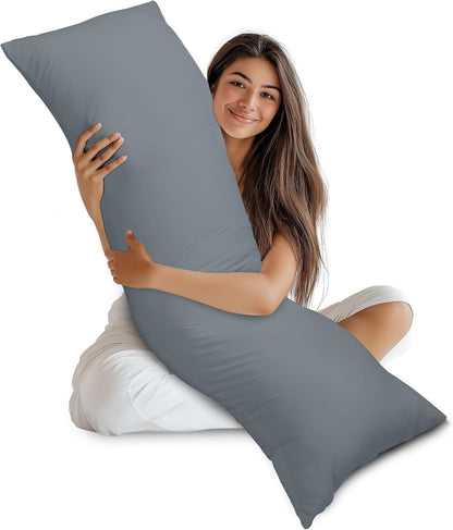 Full Body Pillow for Adults (Grey, 20 X 54 Inch), Long Pillow Insert for Sleeping, Ideal for Side Sleepers