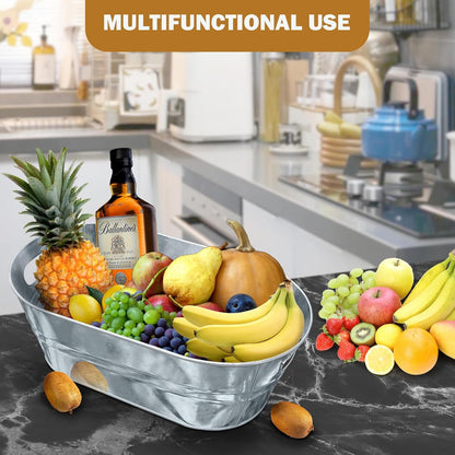 4PCS 4 Gallon Galvanized Tub Champagne Bucketwith Carry Beer Drink Storage Cooler Metal Beverage Ice Tub Galvanized Ice Buckets for Parties and Cocktail Bar Mimosa Bsupplies