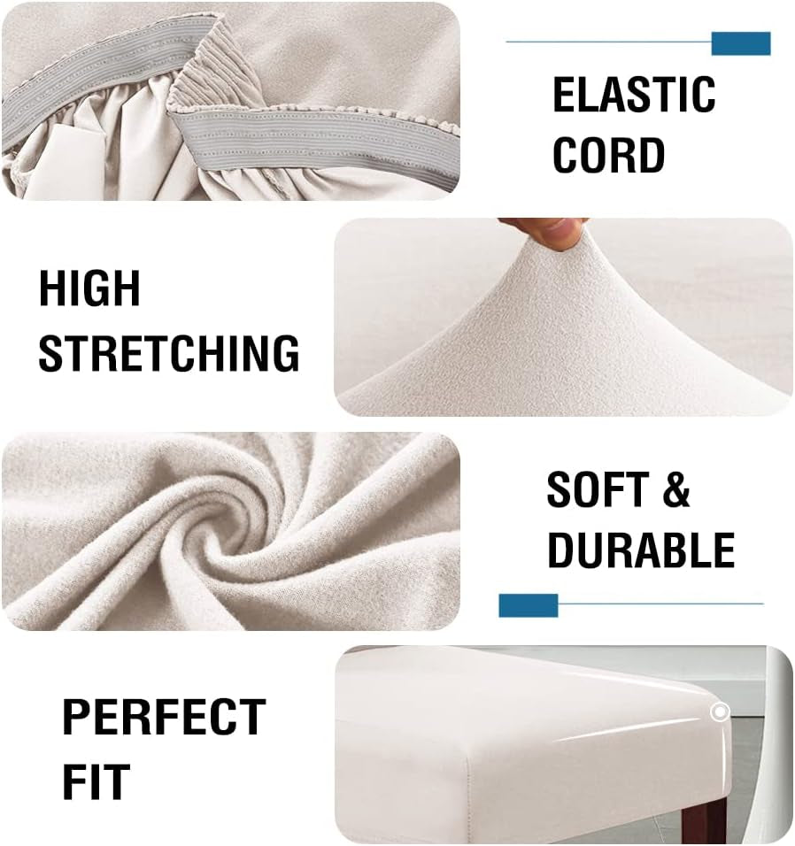 100% Waterproof Bar Stool Cover Stretch Counter Stool Pub Chair Slipcover for Dining Room Removable Soft Thick Solid Fleece Fabric Bar Stool Slipcovers Set of 2, Ivory