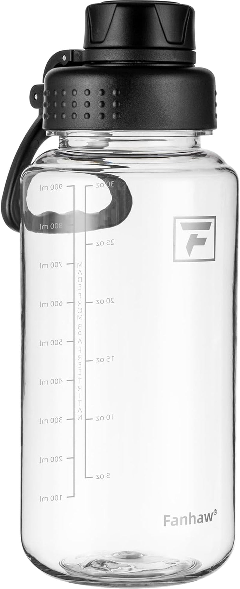 32 Oz Clear Water Bottle with Fast-Flow Spout Lid, Bpa-Free Tritan, Wide Mouth, Leakproof, Reusable Bottle for Gym, School, Office, Travel (Clear&Black)