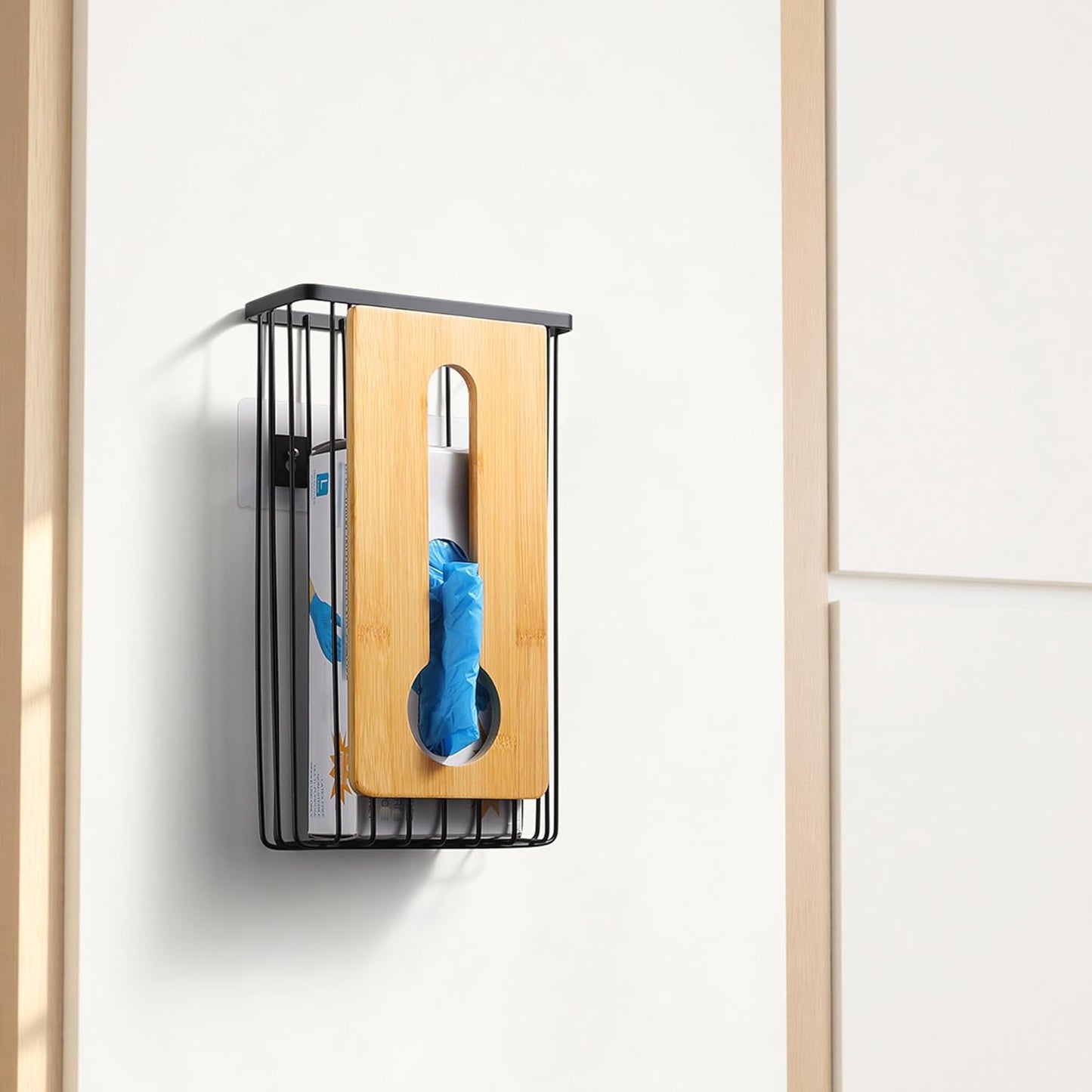 Plastic Grocery Bag Holder - Extra Large Trash Bag Dispenser Wall Mount with Mounting Accessories - Matte Black Reusable Bags Storage Organizer for Kitchen, under Sink, Pantry, Garage