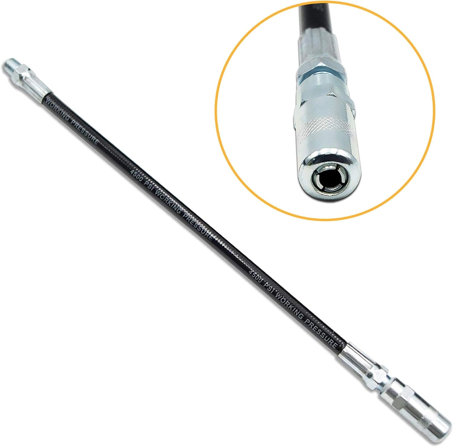 -Grease-Gun-Hose 1 Pack & Heavy Duty Strong Quick Release Grease Gun Coupler Compatible with All Grease Guns 1/8" NPT Fittings