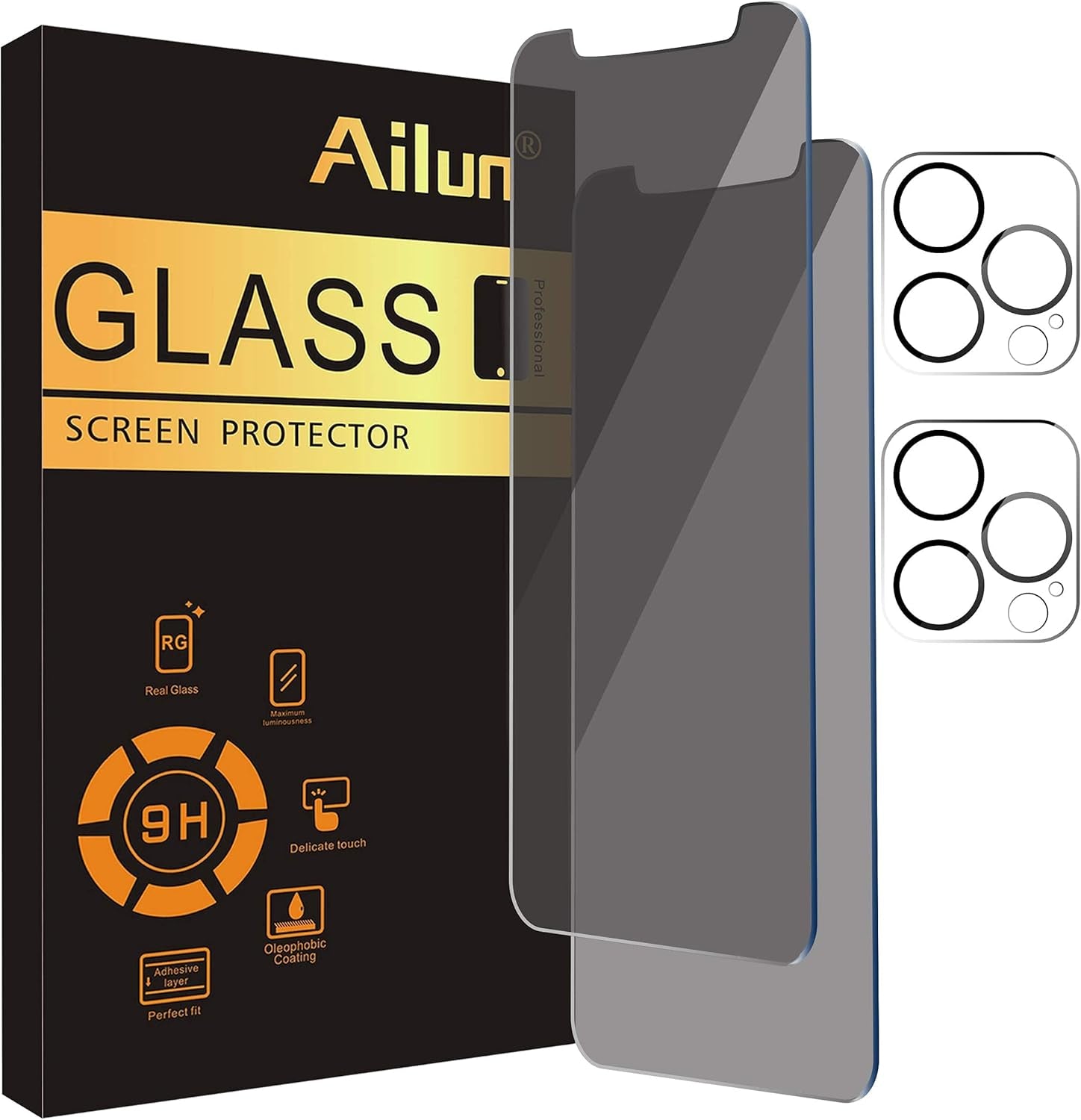 Glass Screen Protector Compatible for Iphone 12/12 Pro 2020 6.1 Inch 3 Pack,And 2Pack Privacy Screen Protector Compatible for Iphone 12 Pro[6.1 Inch] + 2 Pack Camera Lens Protector