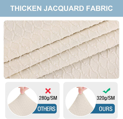 Stretch Jacquard Seat Covers for Dining Room Chairs Set of 2, Removable Washable Chair Seat Protector Slipcovers, No Rear Covers, Beige