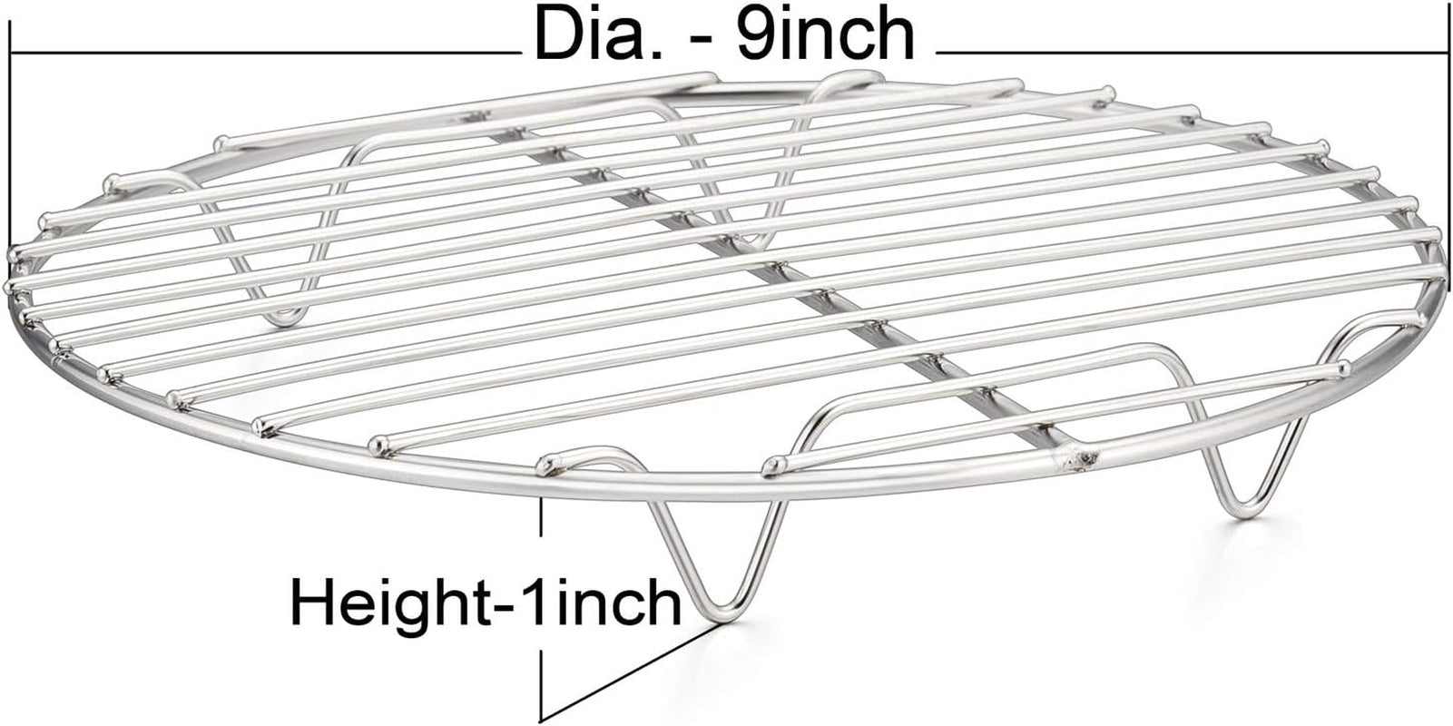 9 Inch Cooking Rack Round, Stainless Steel round Rack for Cooking Cooling Steaming Baking, Fit Air Fryer Pot Pressure Cooker, 2 Pack -Oven & Dishwasher Safe