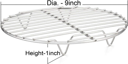 9 Inch Cooking Rack Round, Stainless Steel round Rack for Cooking Cooling Steaming Baking, Fit Air Fryer Pot Pressure Cooker, 2 Pack -Oven & Dishwasher Safe