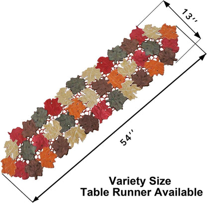 Fall Thanksgiving Table Runners, Fall Decorations for Home, 13Inch X 54Inch Embroidered Maple Leaves Table Runner for Harvest, Autumn Farmhouse Decorations for Home Settings, Machine Washable.