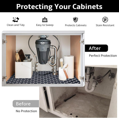 Waterproof under Sink Mat, Absorbent Quick Dry under Sink Mat, Non-Adhesive Slip Resistant Shelf Liner for Kitchen & Bathroom Cabinets (Dark Gray, 24"×24")
