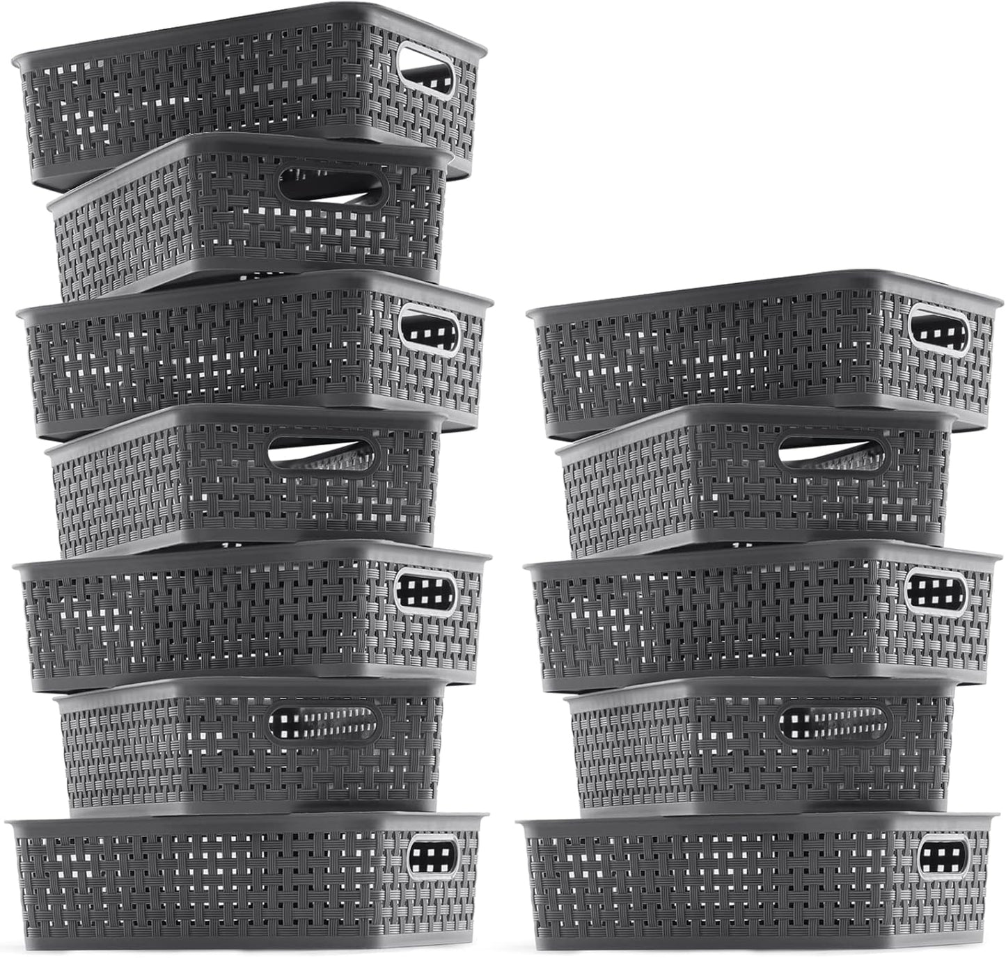 [ 12 Pack ] Plastic Storage Baskets - Small Pantry Organization and Storage Bins - Household Organizers for Laundry Room, Bathrooms, Bedrooms, Kitchens, Cabinets, Countertops, under Sink or on Shelve