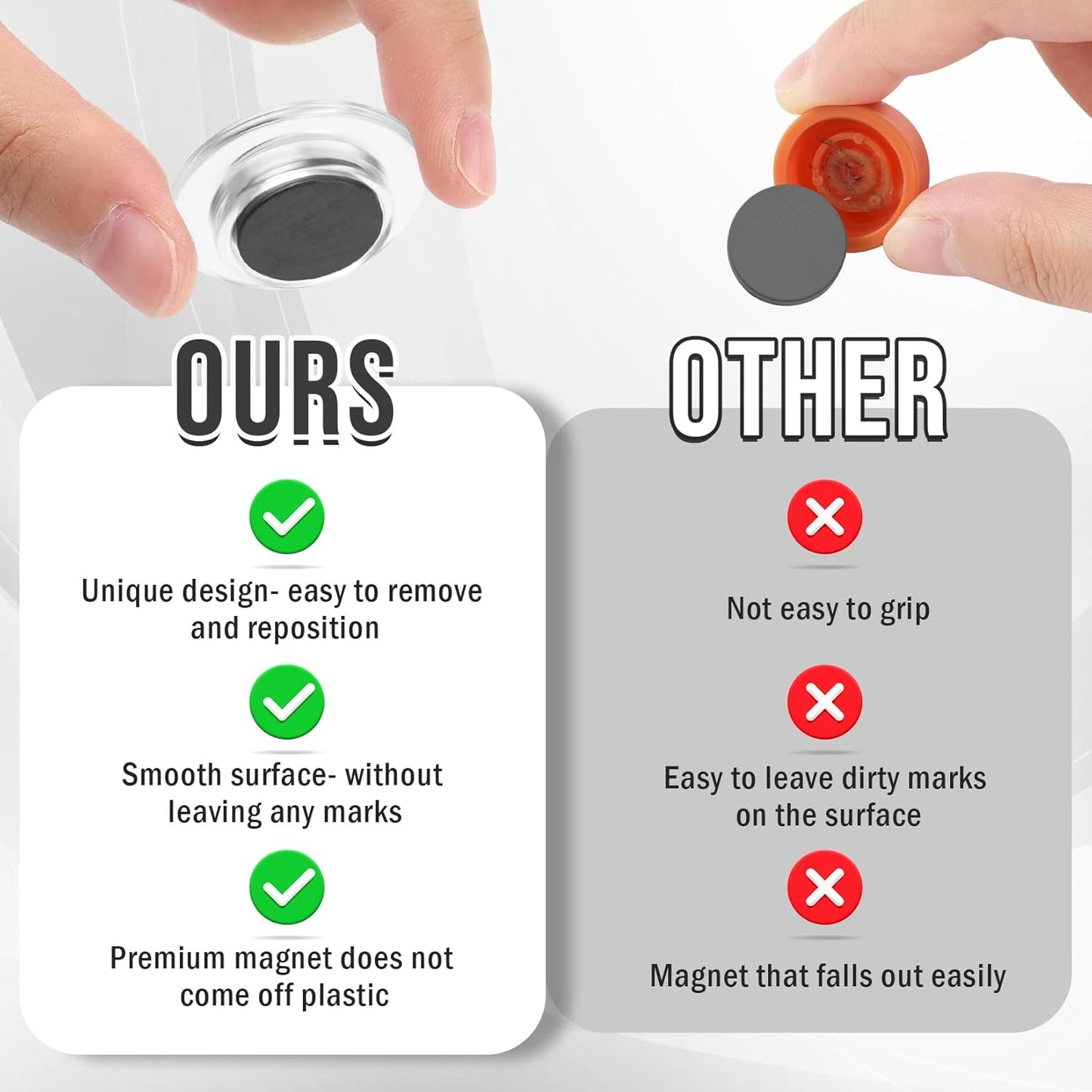 45-Piece Round Whiteboard Magnets Set, Decorative Fridge Magnets for Dry Erase Boards, Small Teacher Supplies for School, Home, and Office (Clear, 3 cm/1.18 in)