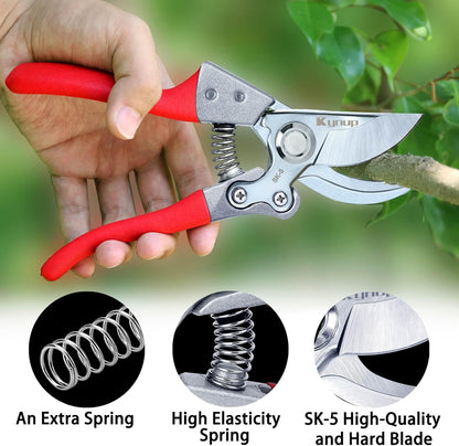 Pruning Shears, Gardening Scissors, Pruners for Gardening, Garden Grass Clippers Hand Hedge Shears, Heavy Duty Garden Tools(Red)