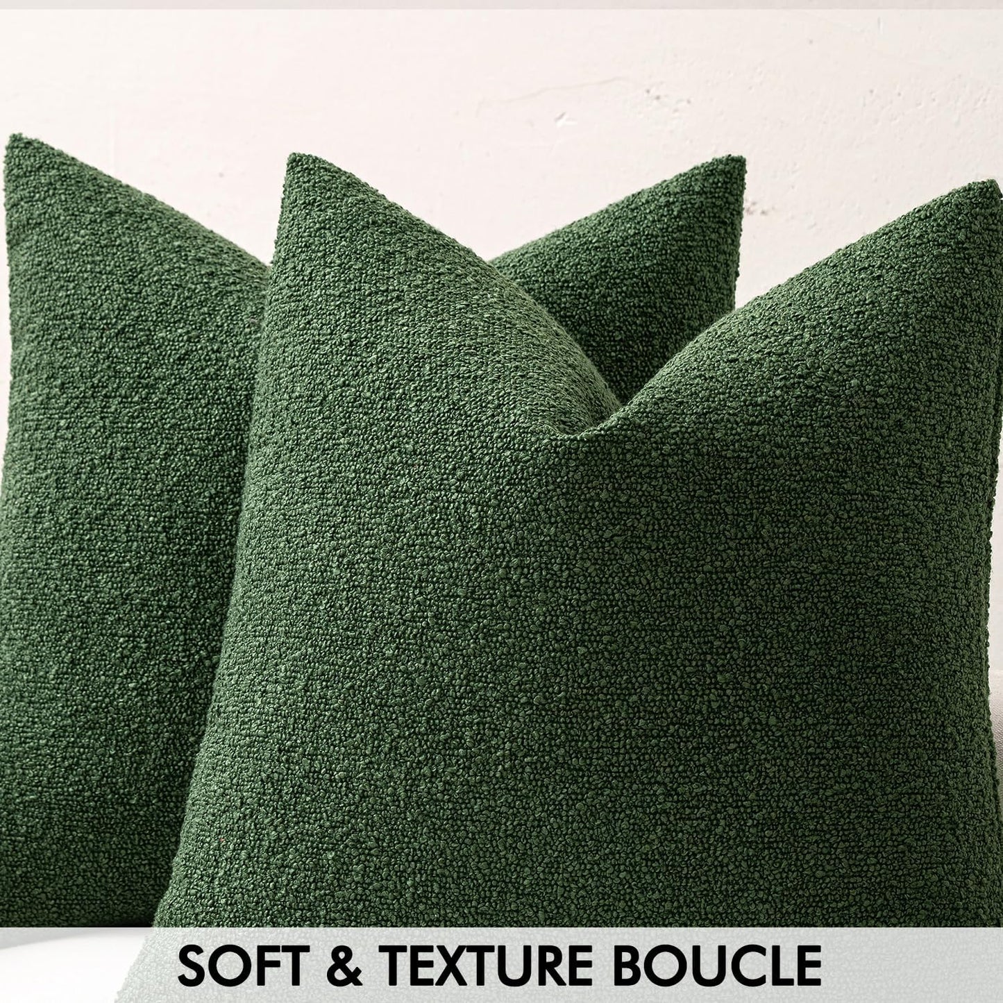 Textured Boucle Throw Pillow Cover Christmas Dark Green Accent Solid Lumbar Pillow Case Decorative Soft Pack of 1 Couch Cushion Chair Sofa Bedroom Livingroom Home Decor,12X20 Inch