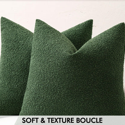 Textured Boucle Throw Pillow Cover Christmas Dark Green Accent Solid Lumbar Pillow Case Decorative Soft Pack of 1 Couch Cushion Chair Sofa Bedroom Livingroom Home Decor,12X20 Inch