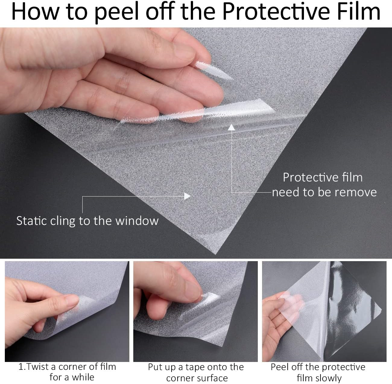 Frosted Window Privacy Film Heat Control UV Blocking, Static Cling Non-Adhesive Reusable Door Coverings for Bathroom Home Office (Frosted 17.5 Inch X 6.5 Feet)