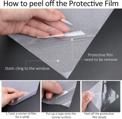 Frosted Window Privacy Film Heat Control UV Blocking, Static Cling Non-Adhesive Reusable Door Coverings for Bathroom Home Office (Frosted 17.5 Inch X 6.5 Feet)