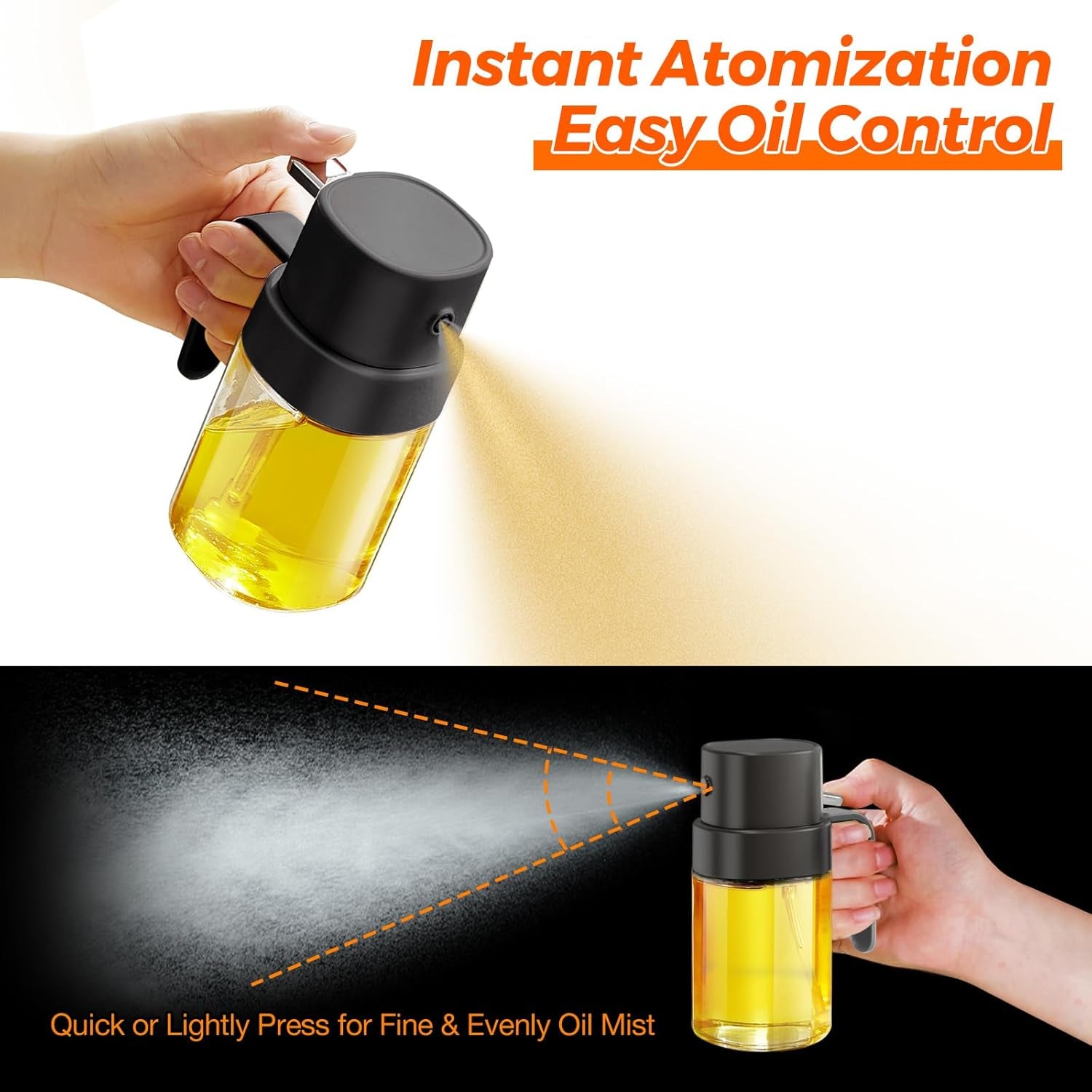 Mini Oil Sprayer for Cooking, 6.8 OZ/ 200 ML Premium Oil Spray Bottle for Kitchen, Food-Grade Olive Oil Sprayer, Portable Oil Mister for Air Fryer, Kitchen, Outdoor BBQ and Camping (Black)