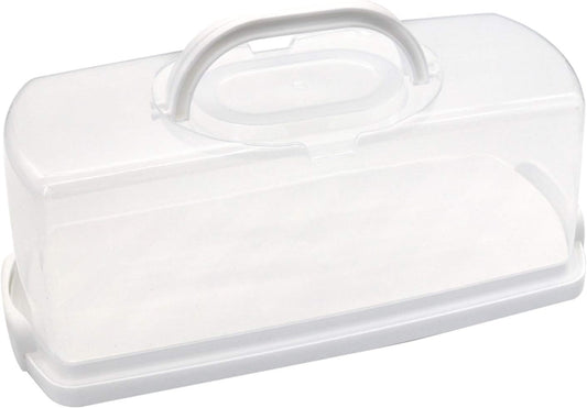 Portable Plastic Rectangular Loaf Bread Box with Transparent Lid, Bread Keeper for Carrying and Storing Loaf Cakes,Banana Bread,Pumpkin Bread,Quick Breads (White)