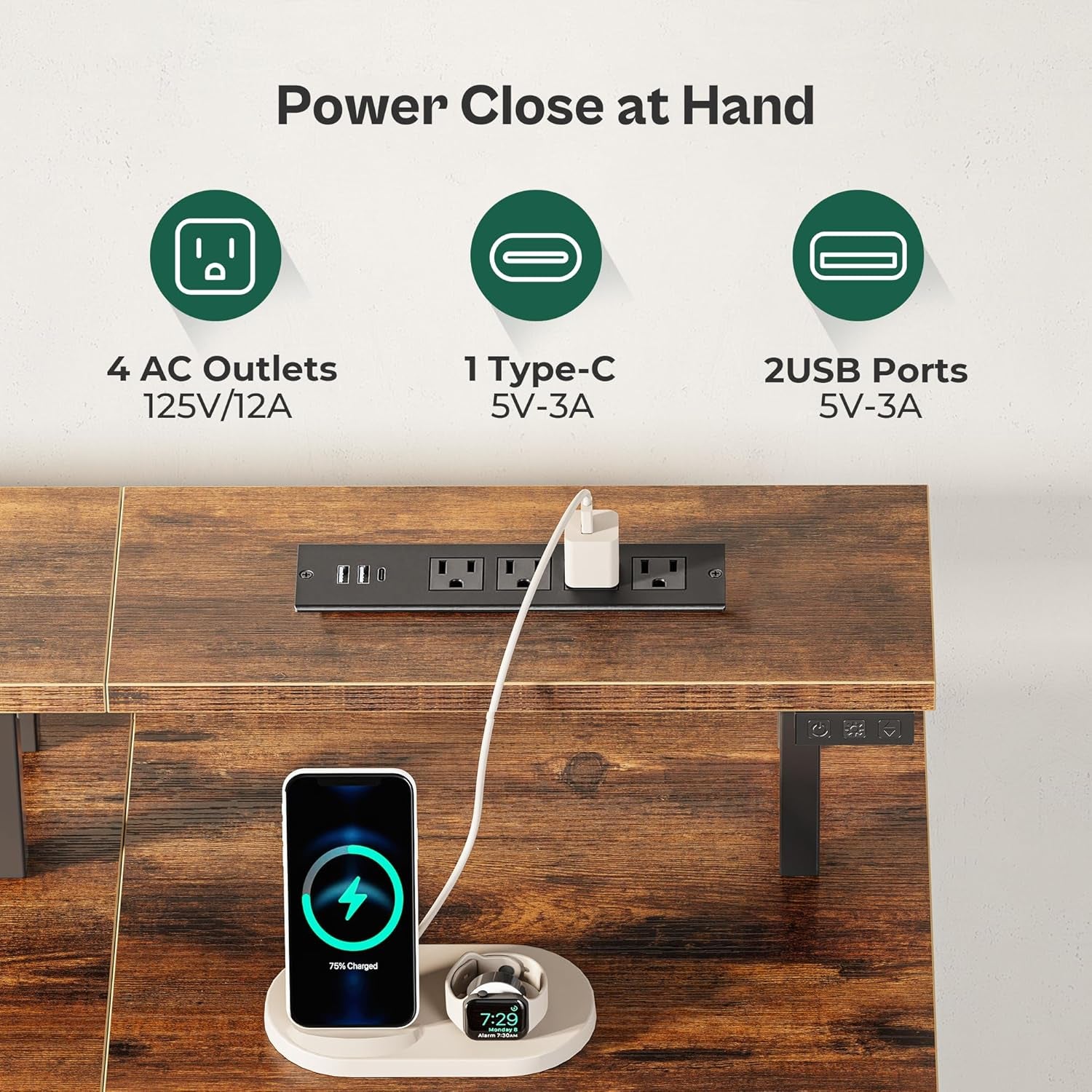 47-Inch Computer Desk with Integrated Power Outlets and LED Lighting, Gaming and Office Desk Featuring 4 Drawers and Monitor Stand, Ideal for Home Office and Small Spaces, Rustic Brown Finish