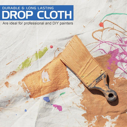 Drop Cloth for Painting (9X12 Ft, 1 Pack) Washable and Reusable Canvas Fabric for Furniture & Floor Protection Highly Absorbent Paint Cover - Duck Dropcloth for Outdoor and Indoor Use