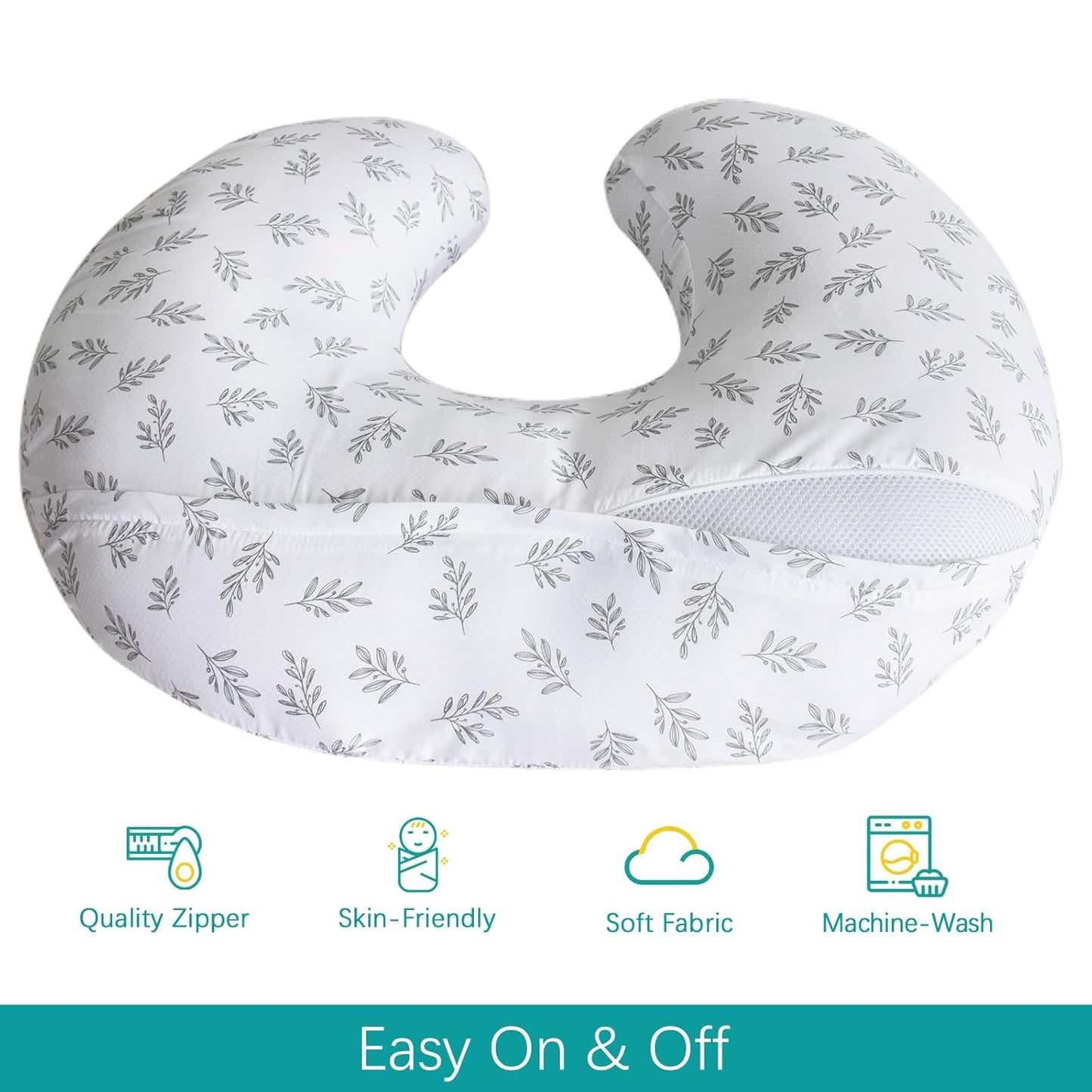 Nursing Pillow Cover 2 Pack Fit for Boppy Pillow, Breathable & Skin-Friendly Nursing Slipcovers for Breastfeeding Mom, Comfortable & Machine Washable Nursing Covers