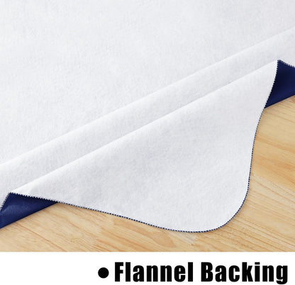 2 Pack Rectangle Vinyl Tablecloth, Waterproof Spillproof Plastic Flannel Backed Table Cloth, Wipe Clean Table Cover for Dining Table, Buffet Parties and Camping (Navy Blue, 52" X 70")