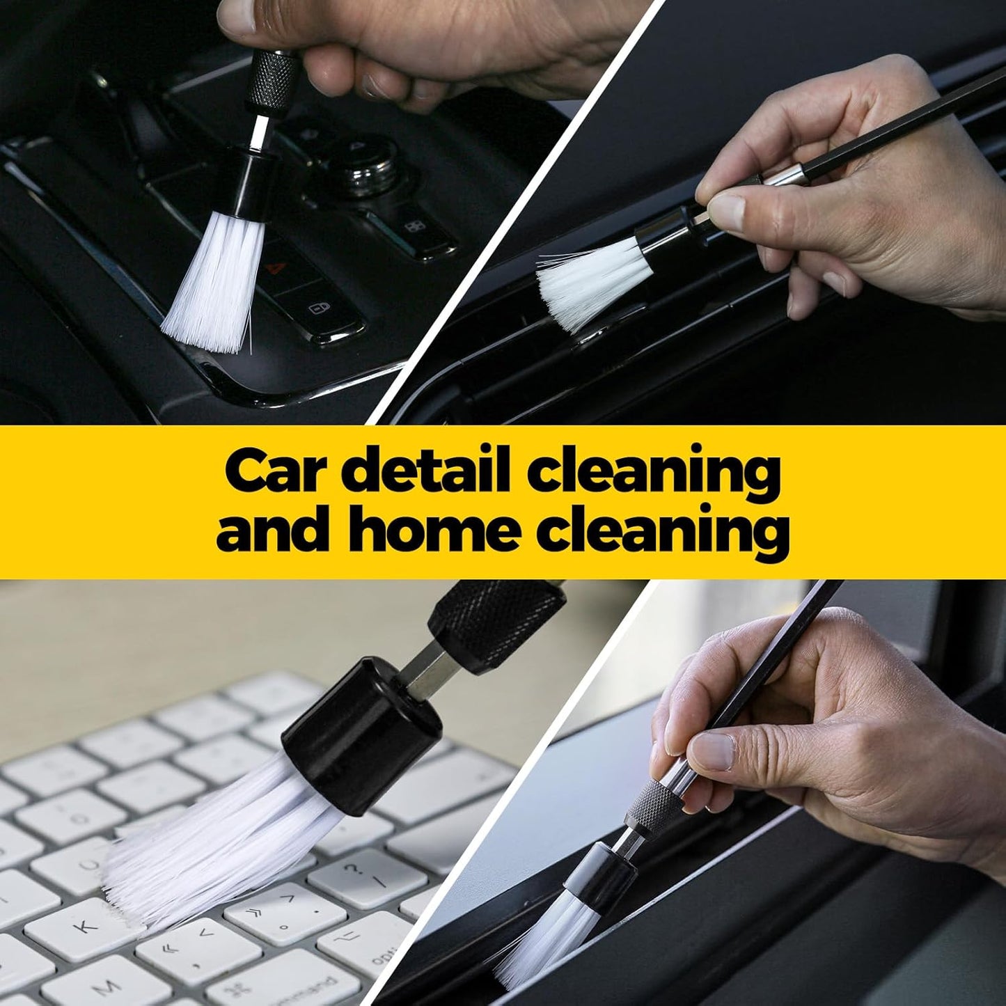 7Pack Drill Brush Attachment Set-Car Interior Detailing Kit，Power Scrubber Brush Extended Long Attachment for Bathroom, Car，Shower，Carpet,Boat,Kitchen，Floor and Tile，White