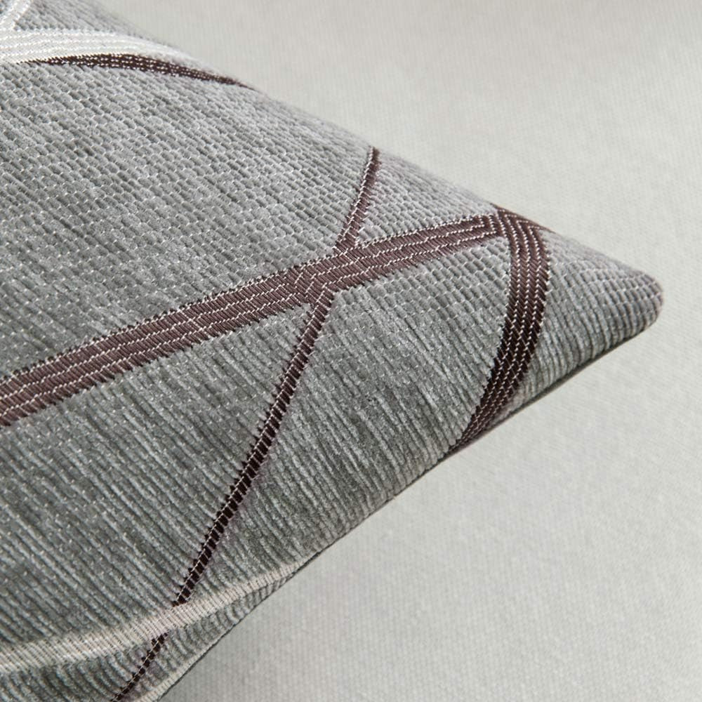 Pack of 2 Decorative Throw Pillow Covers Woven Textured Chenille Cozy Modern Concise Soft Grey Square Cushion Shams for Bedroom Sofa Car 18 X 18 Inch