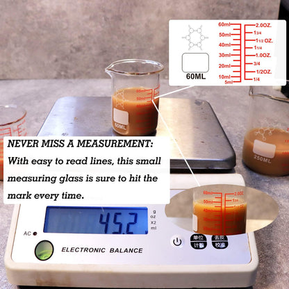 Ackers Mini Glass Measuring Beaker Set, Borosilicate, 2Oz 4Oz 8Oz Measuring Cups