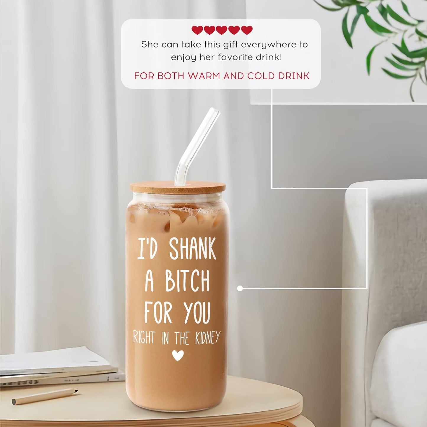 Birthday Gifts for Women Best Friends, Sisters Gifts from Sister, Friendship Gift for Women, Unique Birthday Gift for Friends Female Sister BFF, Bestie - 18 Oz Can Glass