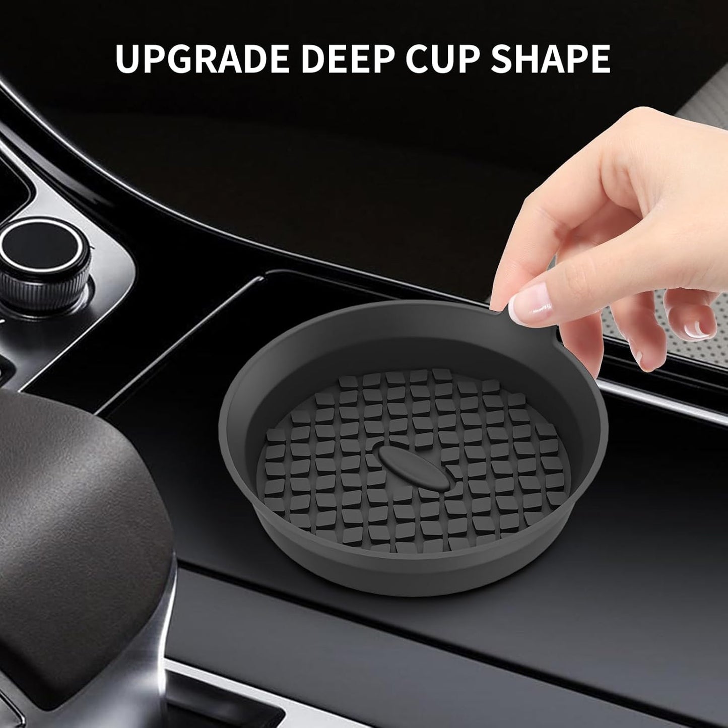 Car Cup Holder Coasters [4 Pack] Silicone Cups Mats, Automotive Universal Non-Slip Recessed Interior Accessories Black