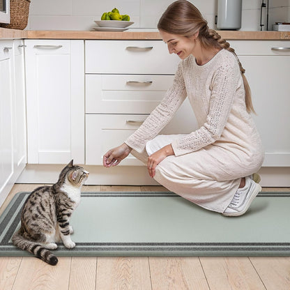 Kitchen Mats for Floor 2 PCS Cushioned Anti-Fatigue, Geometric Waterproof Kitchen Rugs Non Slip Washable, Comfort Standing Mat Rug for Kitchen, Office, Laundry, Lightgrey, 17"X 47"+17"X 30"