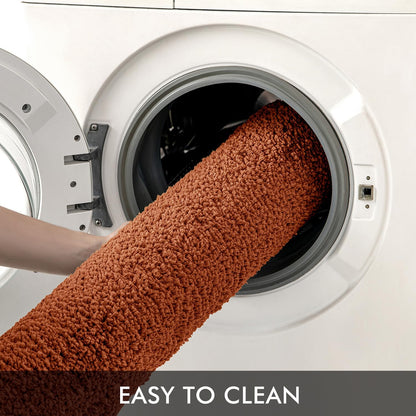 Set of 2 Non-Slip Burnt Orange Extra Thick Shaggy Bathroom Rugs - Plush Microfiber Absorbent Bath Mats for Tub and Shower, Machine Washable (16x24 Inches)