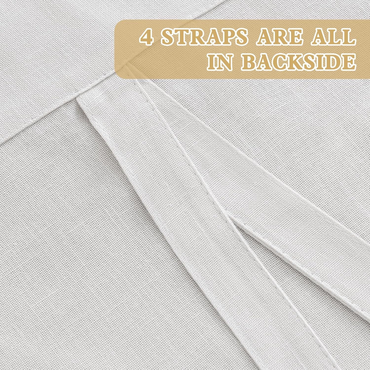 Tie up Linen Curtains 63 Inch Length Nature Linen Textured Privacy Curtain Multi Hanging Ways Shade Balloon Window Shade Rod Pocket Casual Curtain - 42X63 - White